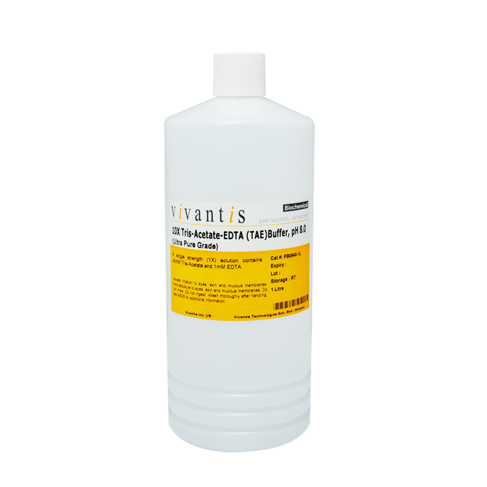 10X Tris-Acetate-EDTA (TAE) Buffer (1X Tris-Acetate-EDTA Buffer, pH8.0), Ultra Pure Grade